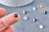 Cabochon carré pierre naturelle onyx lapis cristal de roche quartz rose jade 6x6mm, x1 (G8651)