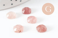 Cabochon carré quartz fraise naturel 8x8mm, x1 (G9683)