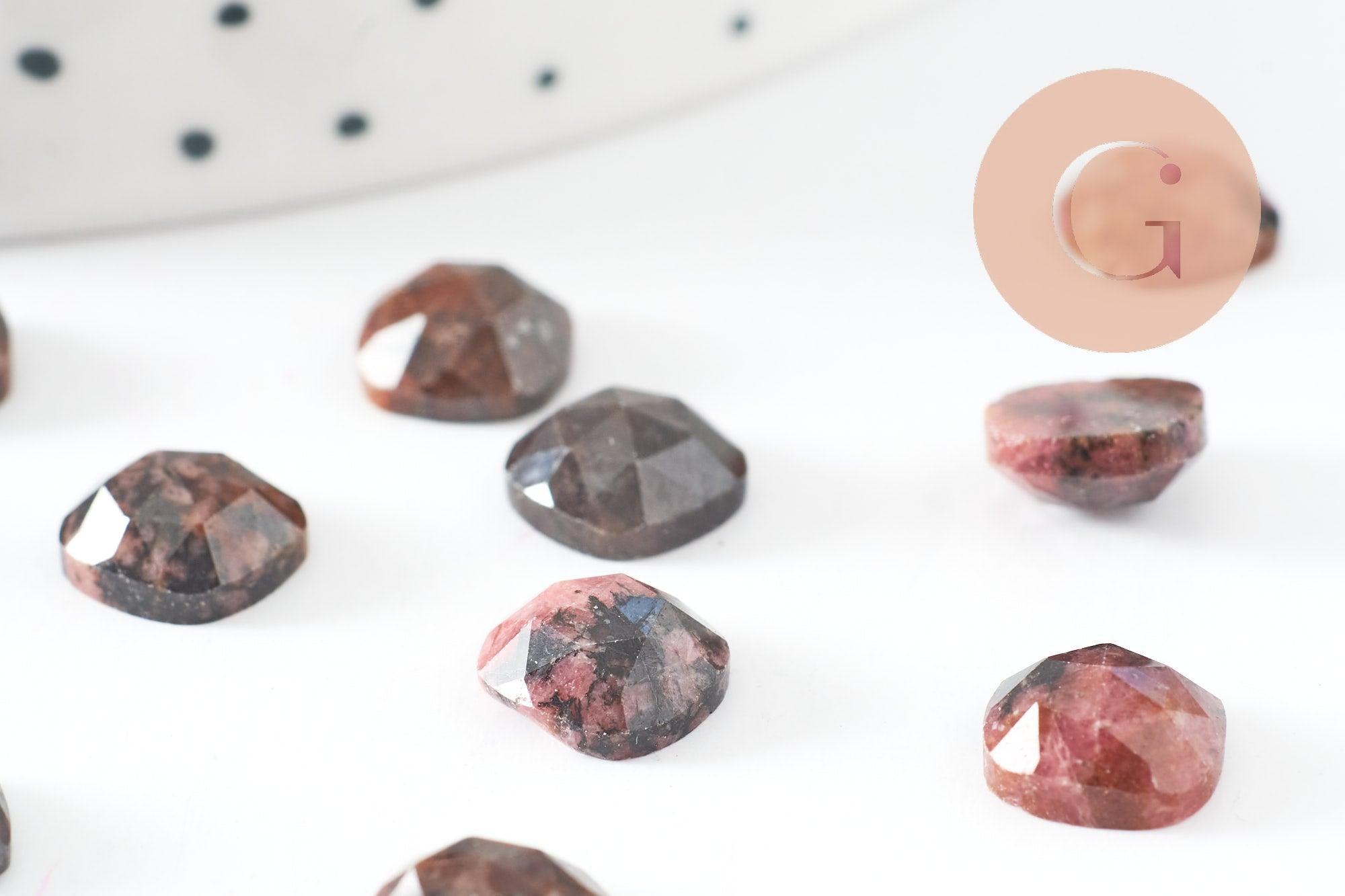 Cabochon carré rhodonite naturelle 8x8mm, x1 (G9688)