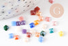 Cabochon carré verre irisé multicolore 4mm x20 (0.7g) (G1558)