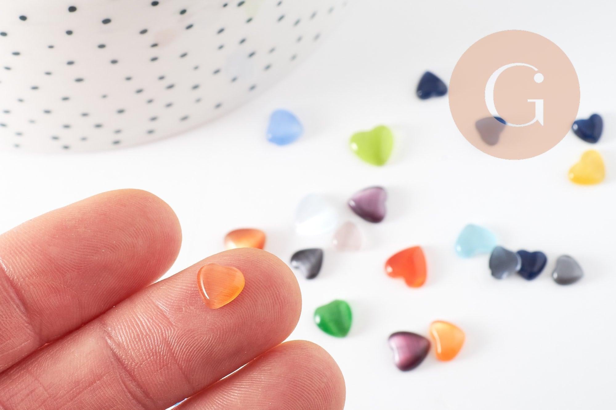 Cabochon coeur verre multicolore 2 à 10mm, x20 ou x50 (G2286)