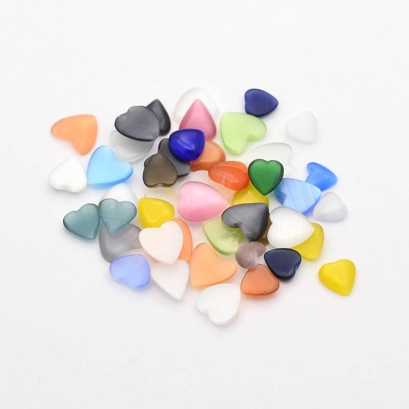 Cabochon coeur verre multicolore 2 à 10mm, x20 ou x50 (G2286)