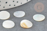 Cabochon disque nacre blanche naturelle 12mm, x1 G8540