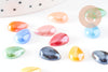 Cabochon dôme goutte verre irisé 12mmx8mm, x10 (4.6g) (G0119)