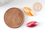 Cabochon dôme marquise verre irisé 14x7mm, x10 (G2282)