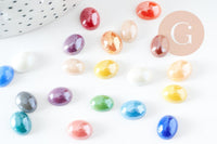 Cabochon dôme ovale verre irisé 10mmx8mm, x20 (G0118)