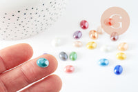 Cabochon dôme ovale verre irisé 10mmx8mm, x20 (G0118)