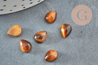 Cabochon goutte Œil de tigre naturel 8x6mm, x1 (G7572)