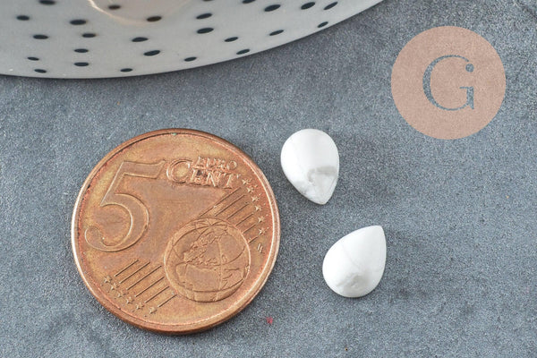 Cabochon goutte howlite naturelle blanc 8x6mm, x1 (G2267)