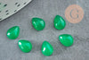 Cabochon goutte jade naturel teinté vert 8x6mm, x1 (G9026)