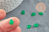 Cabochon goutte jade naturel teinté vert 8x6mm, x1 (G9026)