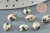 Cabochon goutte jaspe dalmatien naturel 8x6mm, x1 (G1892)