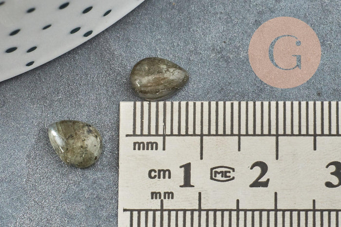 Cabochon goutte labradorite naturelle 6x8mm, x1 (G2270)