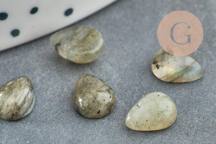 Cabochon goutte labradorite naturelle 6x8mm, x1 (G2270)