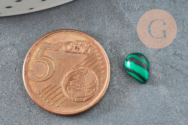 Cabochon goutte malachite de synthèse 6x8mm, x1 (G2807)