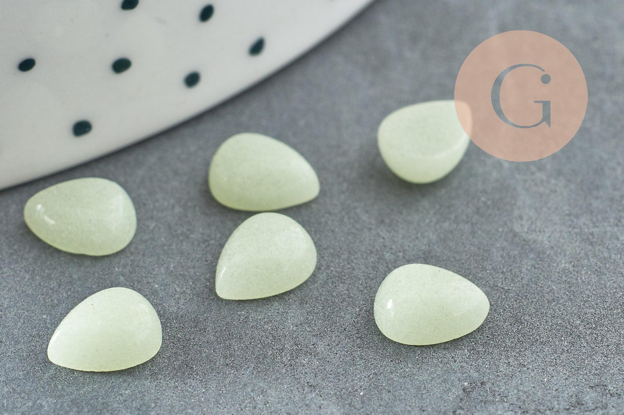 Cabochon goutte phosphorescent 8x6mm,bijou pierre, cabochon goutte luminescent, cabochon synthése, x1 G3139