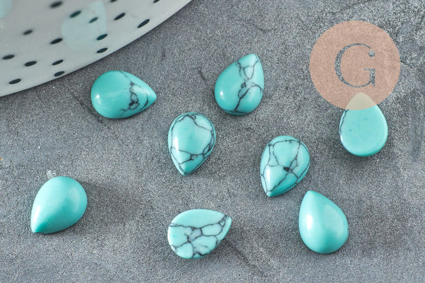 Cabochon goutte turquoise synthétique 8x6mm, x1 (G7653)