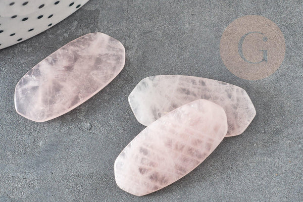 Cabochon hexagone quartz rose naturel 32mm, x1 (G2222)