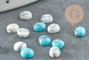 Cabochon howlite blanche turquoise de synthèse 4.5x4mm, x10 (G1727)