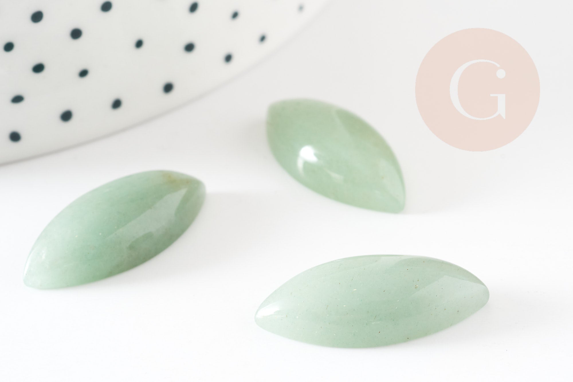 Cabochon marquise aventurine verte naturelle 25x11mm, x1 (G3177)
