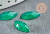 Cabochon marquise navette agate naturelle verte 14x7mm, x1 (G0091)