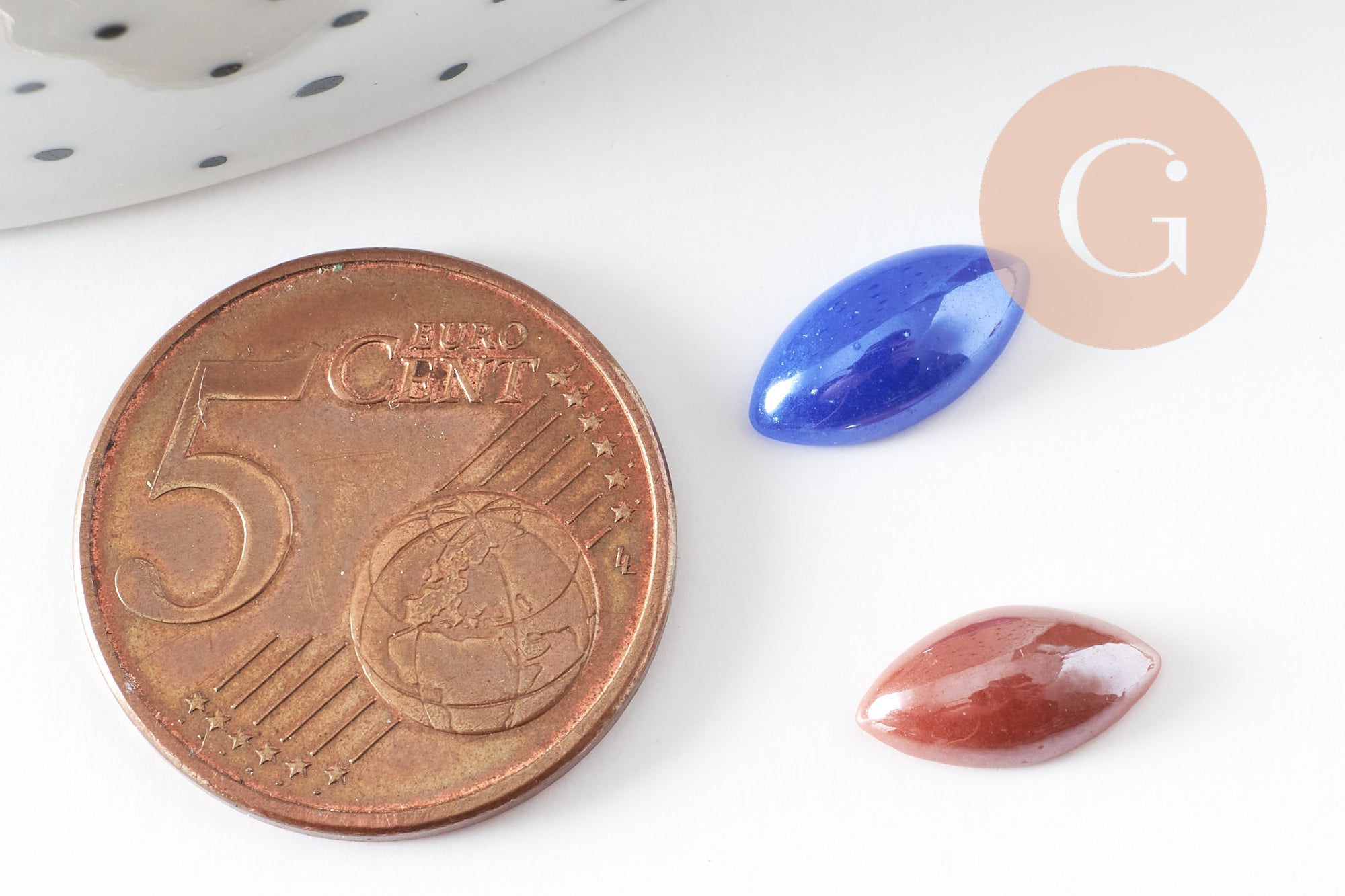 Cabochon marquise verre irisé multicolore 12mmx6mm, x10 (G2281)