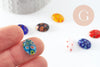Cabochon marquise verre millefiori multicolore 10x14mm, x10 (G0841)