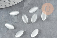 Cabochon marquise verre oeil de chat blanc 12x6mmmm, x20 (G2284)