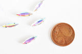 Cabochon navette cristal métal platine à coudre4x15mm, x5 (G0137)