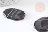 Cabochon octogone agate naturelle noire 28-39mm, x1 (G4816)