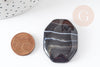Cabochon octogone agate naturelle noire 28-39mm, x1 (G4816)