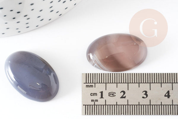 Cabochon ovale agate grise naturelle 28mm, x1 (G2226)