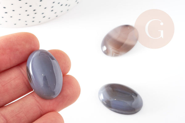 Cabochon ovale agate grise naturelle 28mm, x1 (G2226)