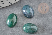 Cabochon ovale agate mousse naturelle 10x14mm, x1 (G2242)