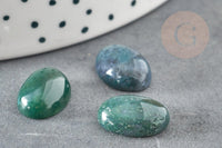 Cabochon ovale agate mousse naturelle 10x14mm, x1 (G2242)