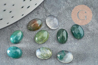 Cabochon ovale agate mousse naturelle 8x6mm, x1 (G0413)