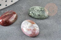 Cabochon ovale agate mousse verte naturelle 18x13mm, x1 (G2067)