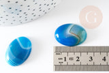 Cabochon ovale agate naturel bleue 18x25mm, x1 (G5063)