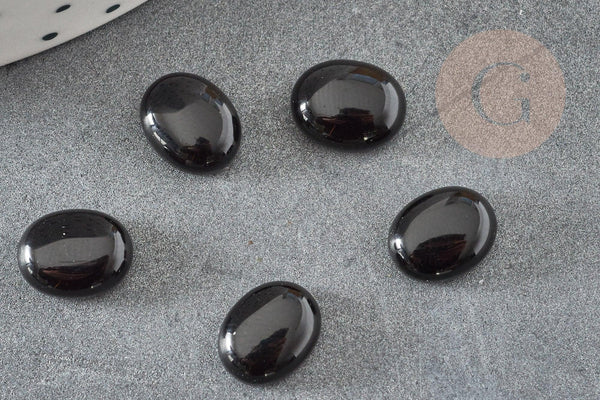 Cabochon ovale agate naturelle noire 10x8mm, x1 (G6710)