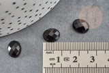 Cabochon ovale agate naturelle noire facetté 10x8mm, x1 (G2277)