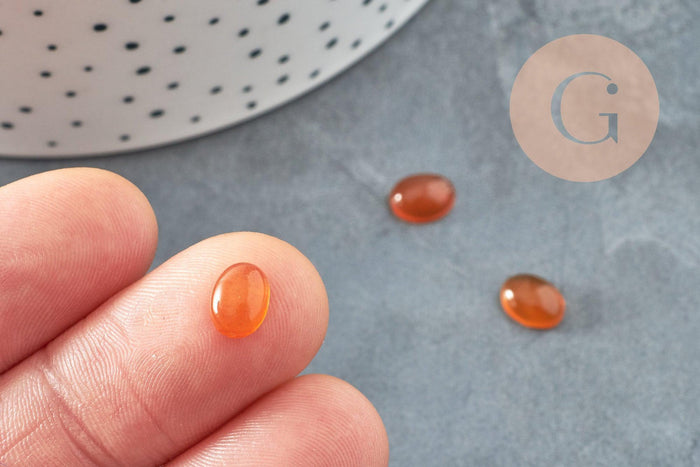 Cabochon ovale agate naturelle orange 8x6mm, x1 (G6749)