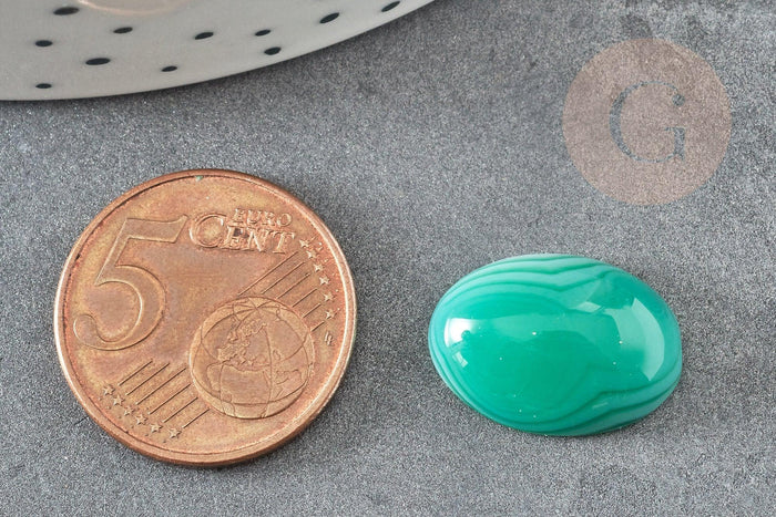 Cabochon ovale agate naturelle vert rayé 18x13mm, x1 (G3109)