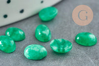 Cabochon ovale agate naturelle verte 5x7mm, x1 (G2699)