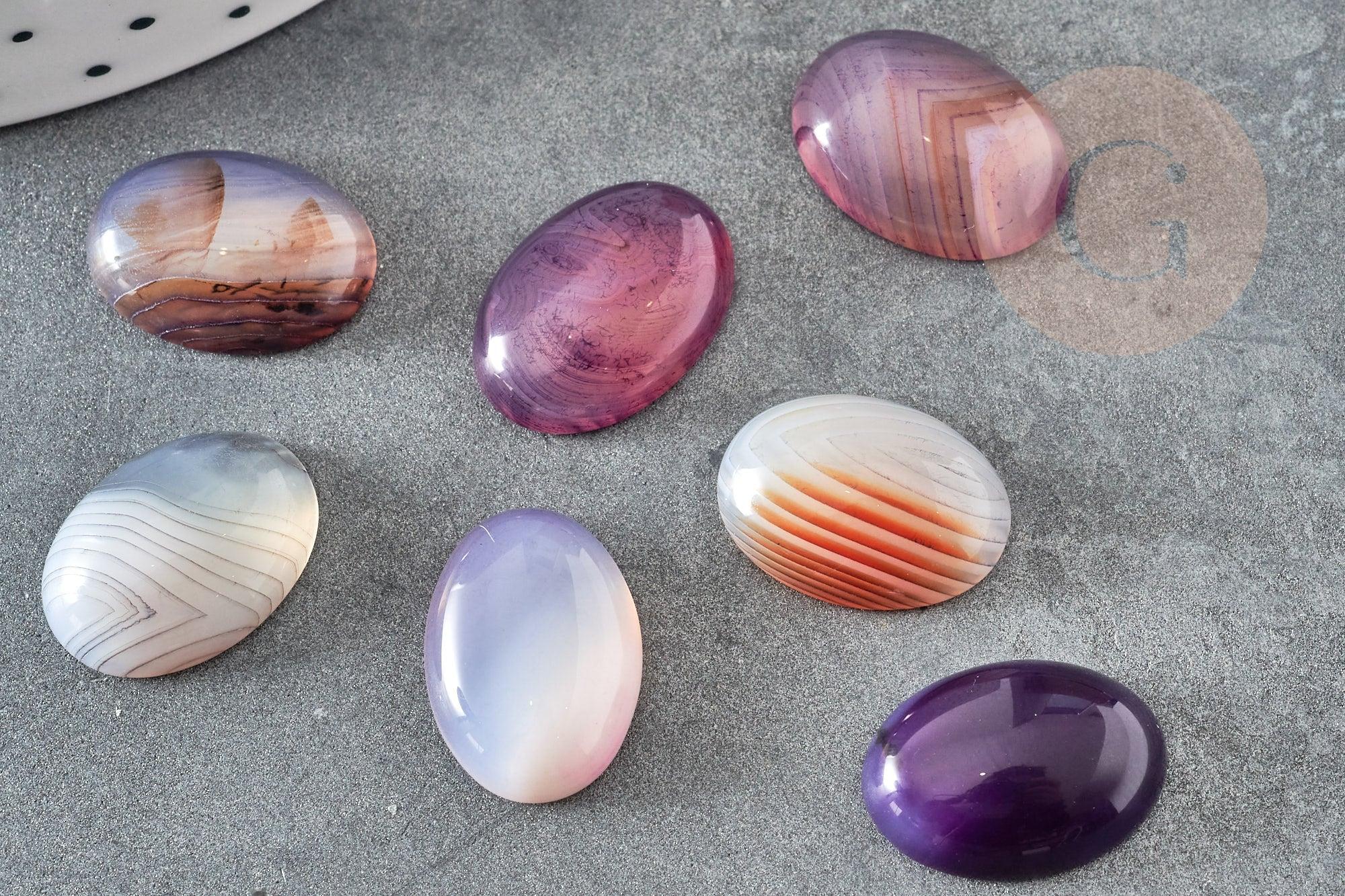 Cabochon ovale agate naturelle violette 18x13mm, x1 G1557