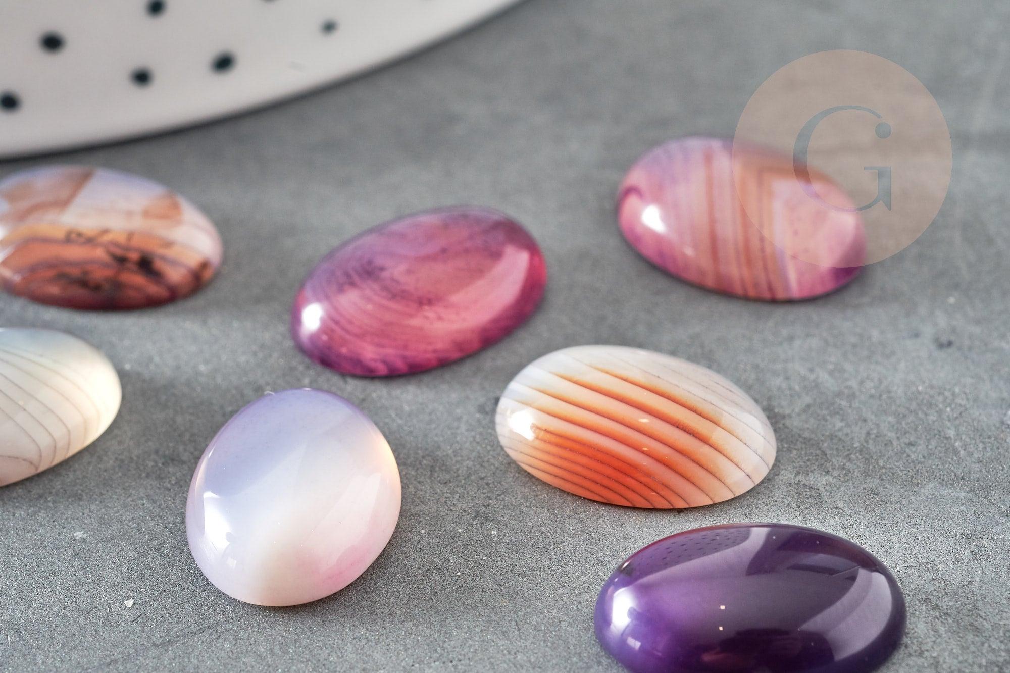 Cabochon ovale agate naturelle violette 18x13mm, x1 G1557