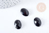 Cabochon ovale agate noire facetté 18x13mm, x1 (G8598)