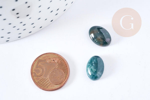 Cabochon ovale agate verte naturelle 14x10mm, x1 (G8669)