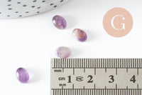 Cabochon ovale améthyste naturelle 8x6mm, création bijoux pierre naturelle, x1 (G10181)