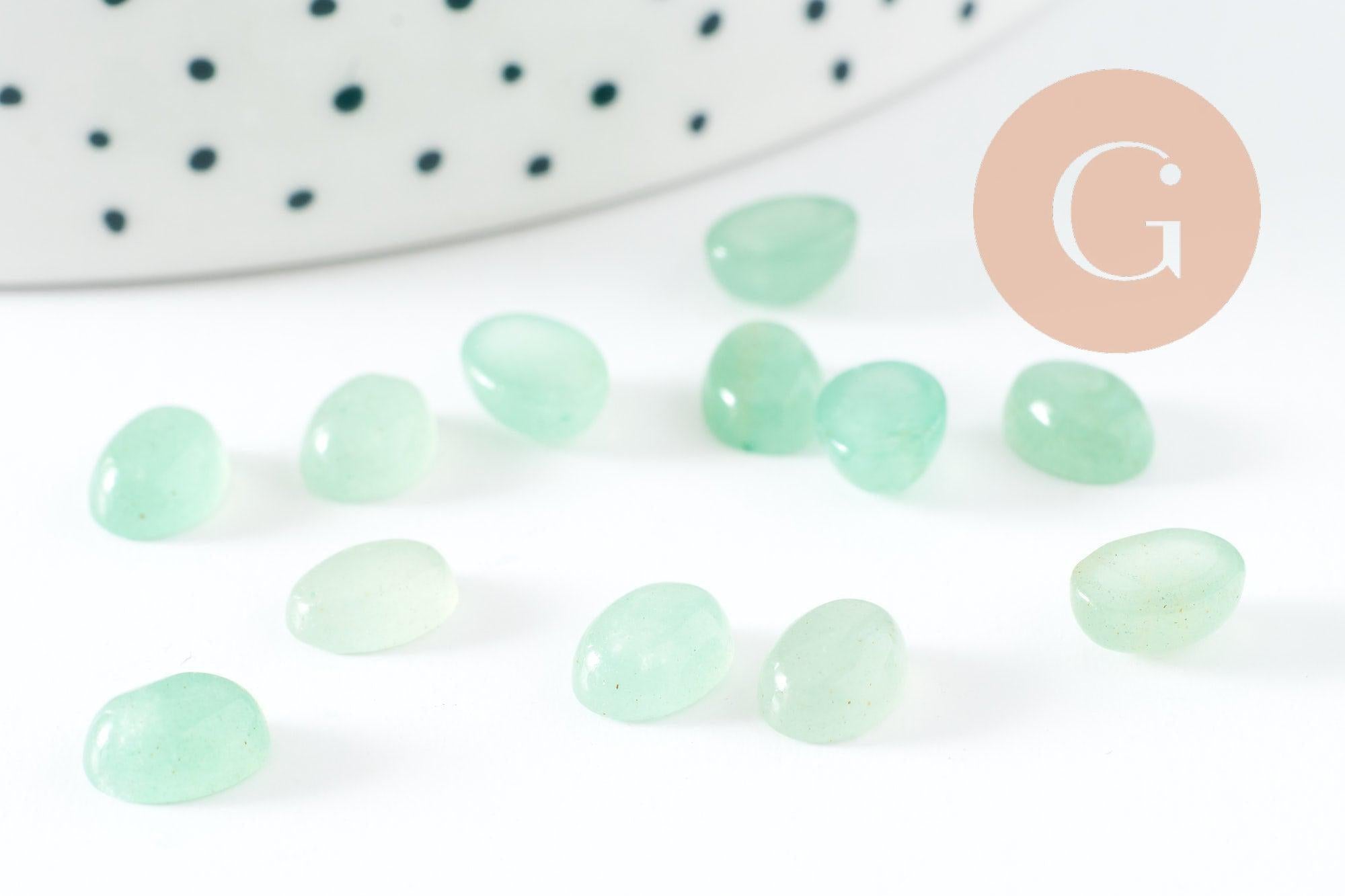 Cabochon ovale aventurine naturelle 8x6mm, création bijoux pierre naturelle, x1 (G10179)