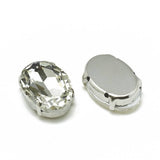 Cabochon ovale cristal métal platine à coudre 6x8mm, x1 (G0019)